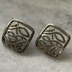 Vintage Silver Twisted Vine Open Knot Earrings